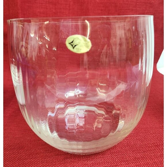 European Collection Blown Ribbed Glass Vase, Bowl  7" x 7" Made In Turkey, Weddi - Picture 10 of 12
